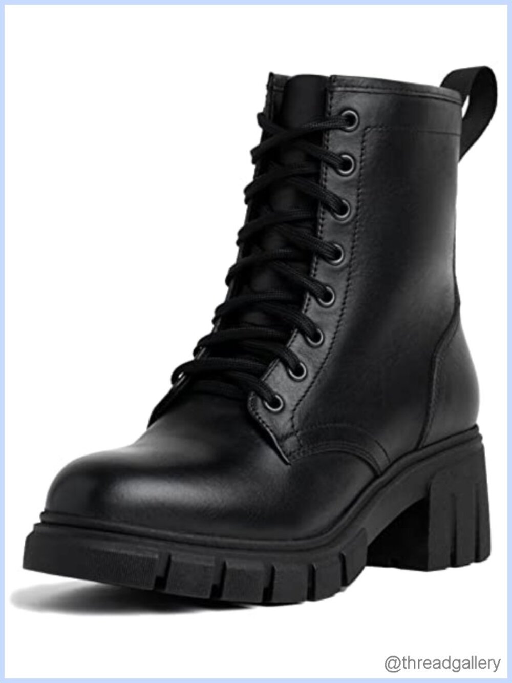Lace-Up Ankle Booties with Leather Upper and Rubber Sole